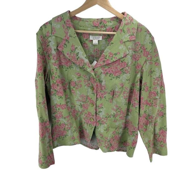 NWT Christopher & Banks linen Pink Floral Patterned blazer Jacket large NEW - Picture 7 of 12